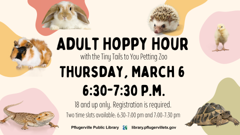 Event ad with date and time of event and photos of hedgehogs, turtles, rabbits and chicks