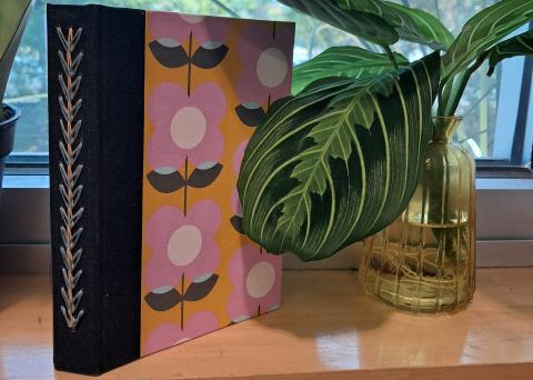 Hardcover book with flower print