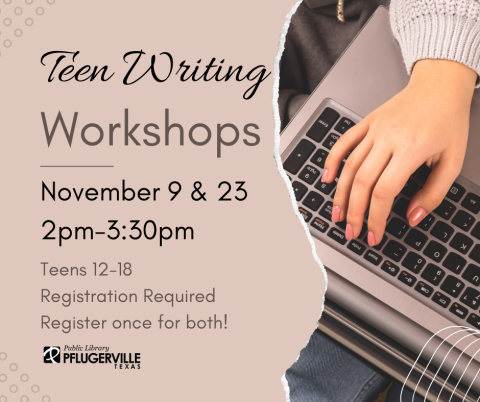 Teen Writing Workshop, woman's hand typing on a keyboard