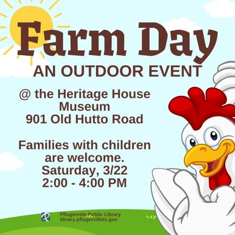 A flyer with a chicken sharing details for event.