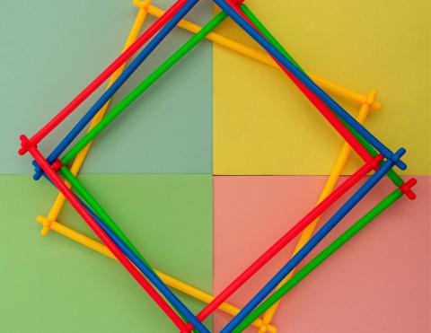 straws and connectors forming a square