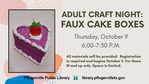 Event text with image of pink box decorated to look like strawberry cake