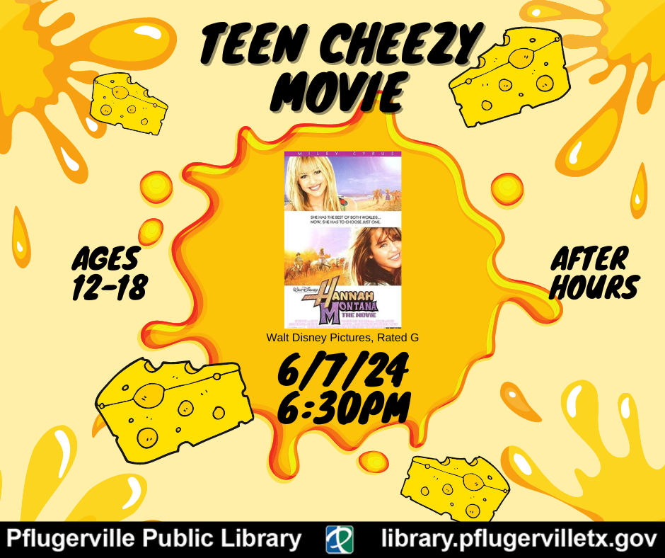 Hannah Montana Movie Poster on a yellow background with wedges of cheese