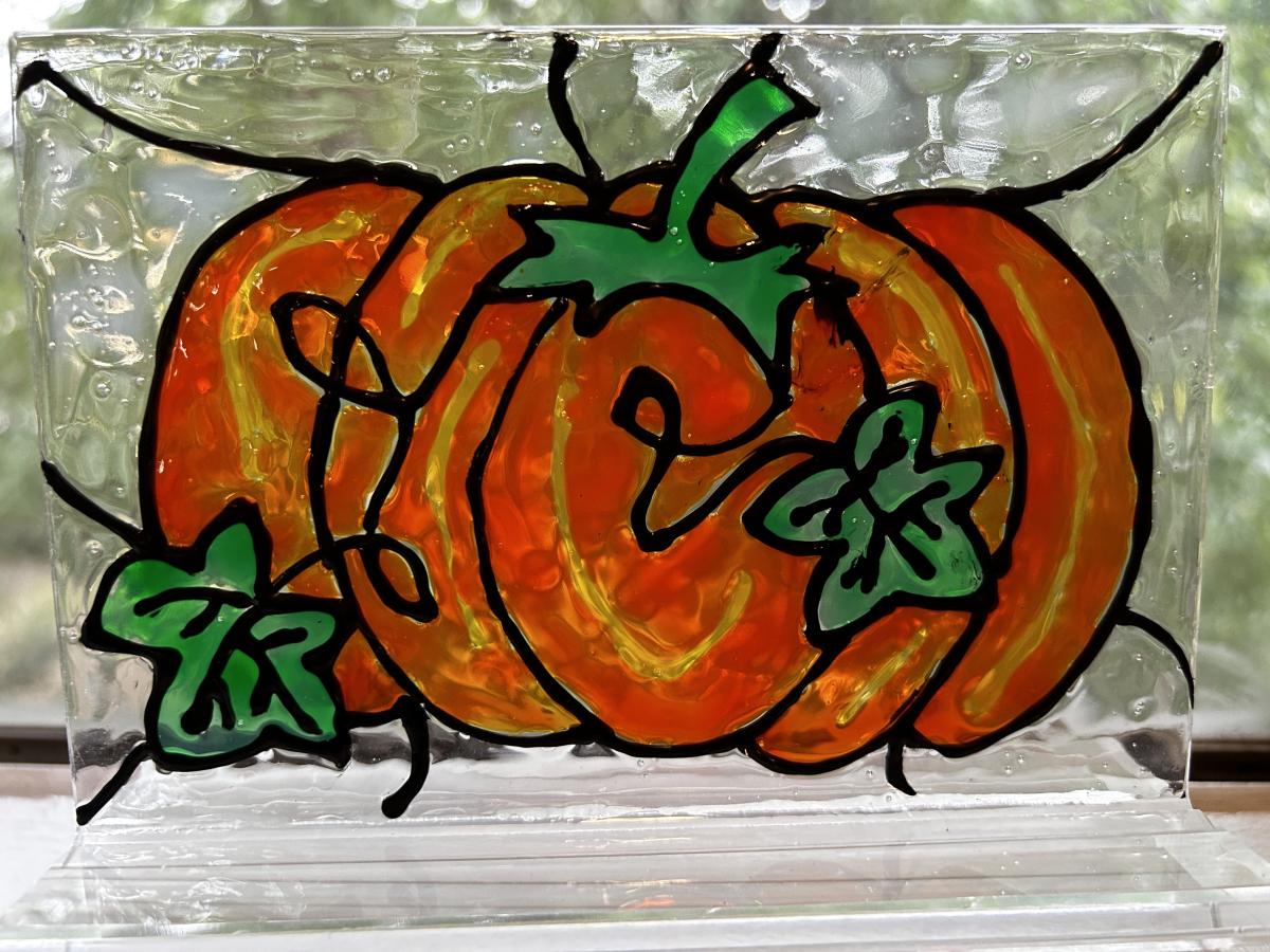 Faux Stained Glass Pumpkin