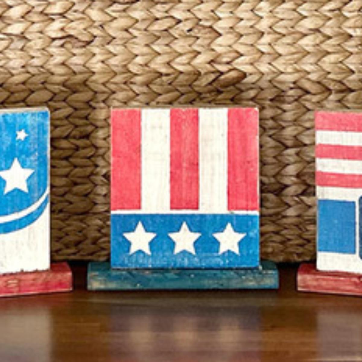 Wooden patriotic hat decorations 