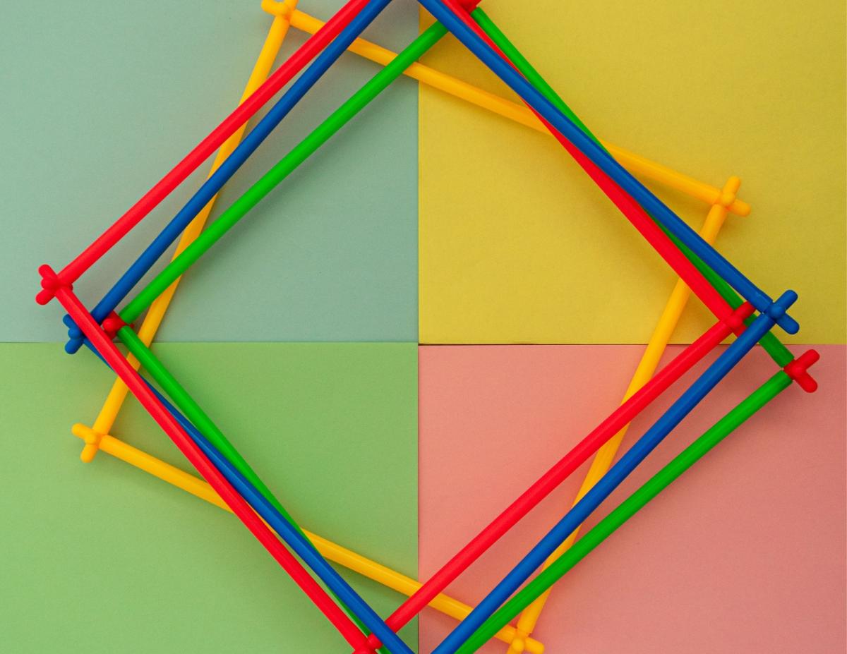 straws and connectors forming a square